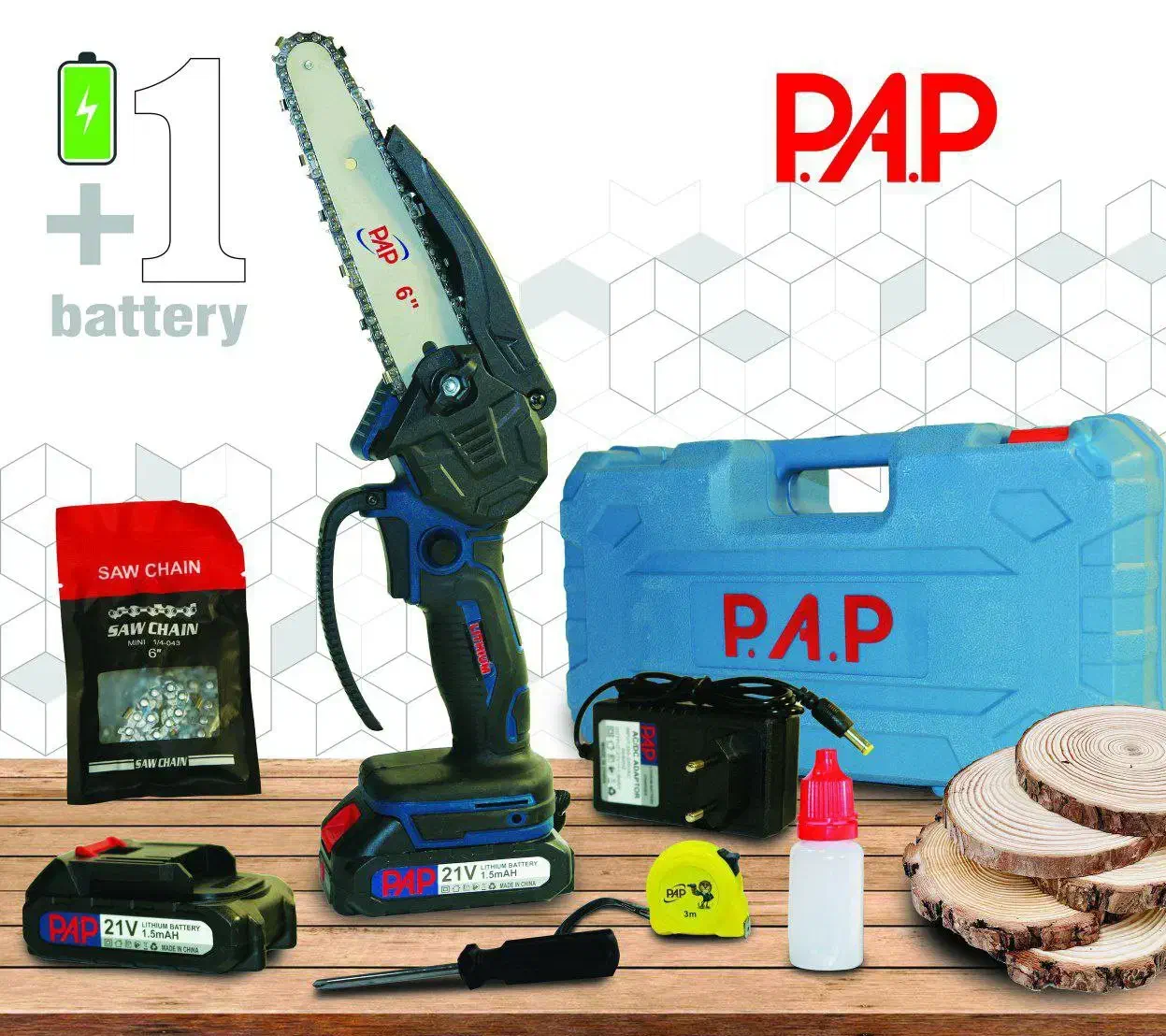 اره درخت بر شارژی ۲۱ولت براشلس دوباطریP.A.P|ابزارآلات|ملارد, |دیوار