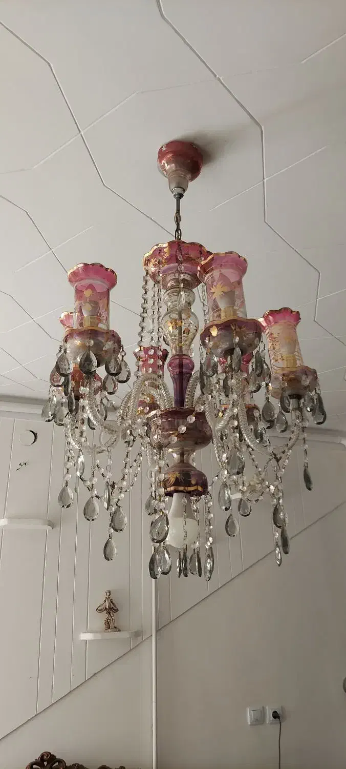 لوستر لاله عباسی آنتیک به همراه دیوارکوب|لوستر و چراغ آویز|تهران, نارمک|دیوار