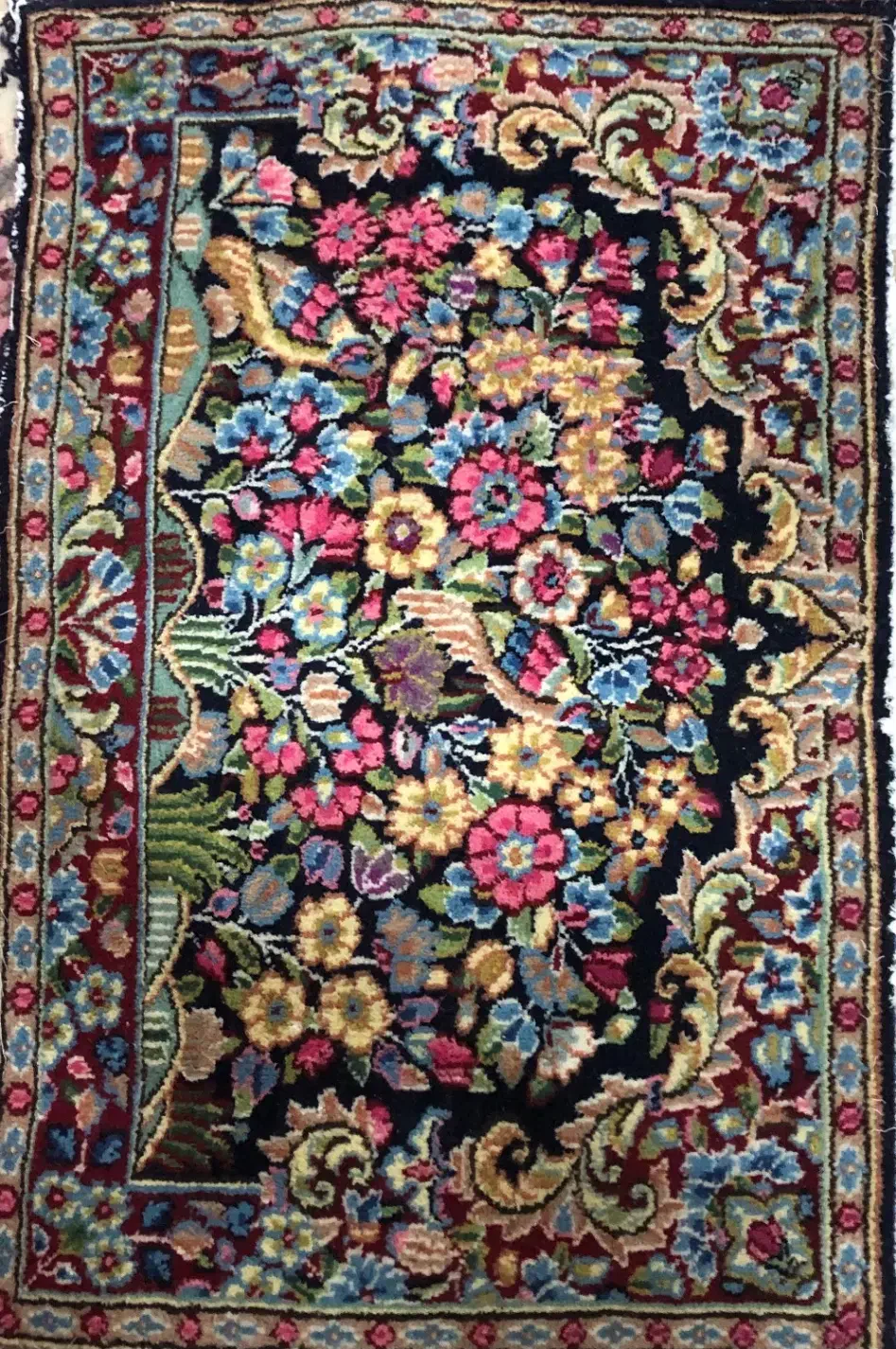 پشتی قالی نقش کبک|پشتی|رفسنجان, |دیوار