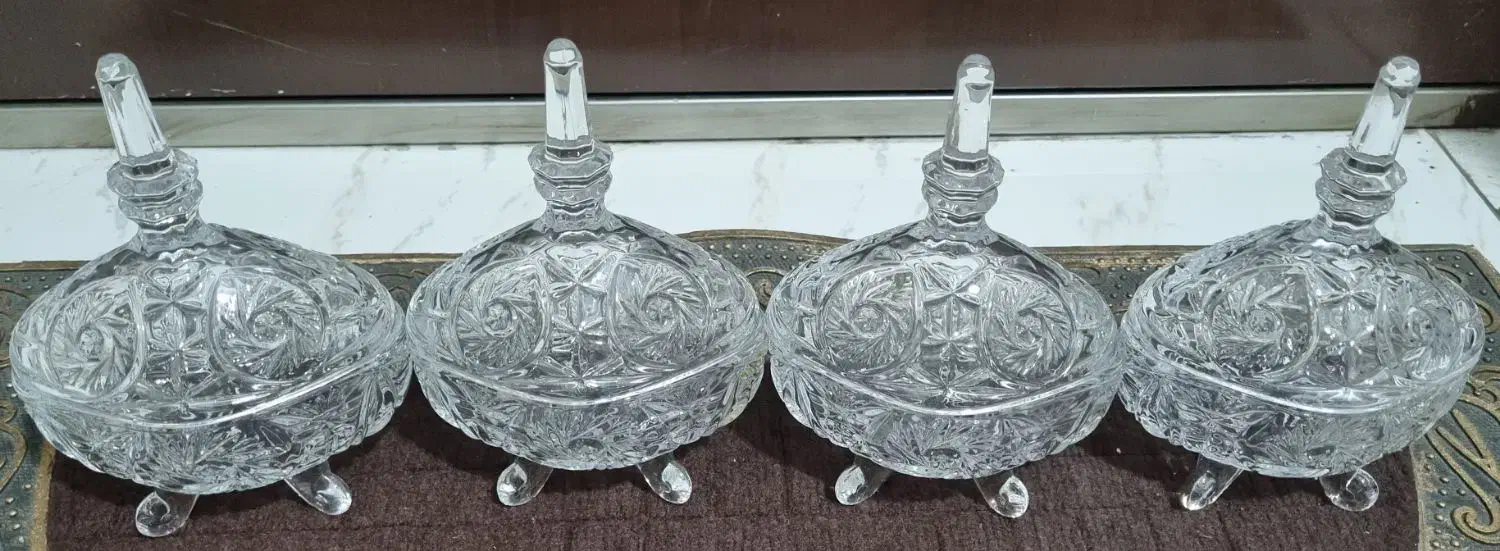 ۴ عدد قندان(قندون) خورشیدی کریستال اصل چک|ظروف سرو و پذیرایی|تهران, جوانمردان (اندیشه)|دیوار