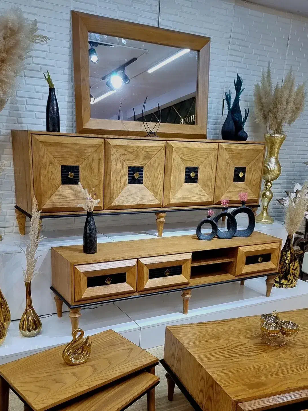 کنسول اینه سلطنتی/ اینه و کنسول A+/ چوب بلوط|بوفه، ویترین، کنسول|تهران, شهید رجایی|دیوار