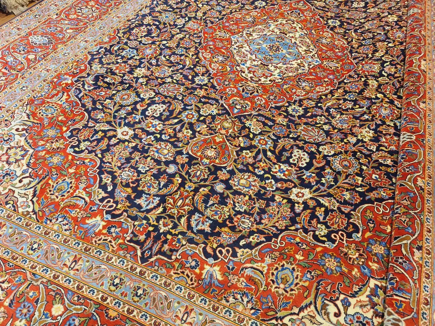 قالی ۱۲ متری دستباف کرک کاشان سرمه ای|فرش|تهران, اکباتان|دیوار