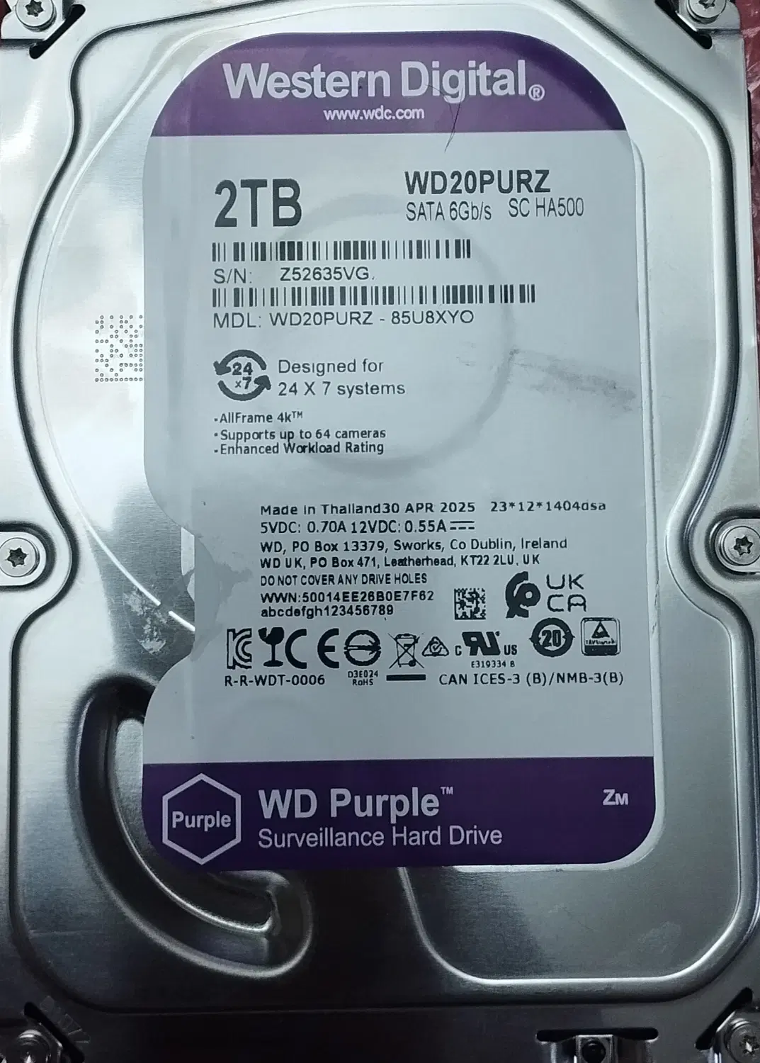 هارد 2 ترابایت وسترن دیجیتال بنفش WD20PURZ|قطعات و لوازم جانبی رایانه|کرج, گوهردشت|دیوار