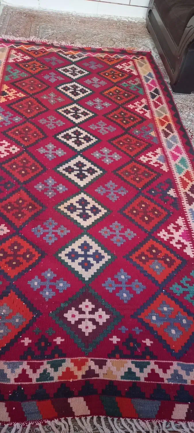 جاجیم دست بافت پشمی|گلیم، جاجیم، گبه|شهرضا, |دیوار