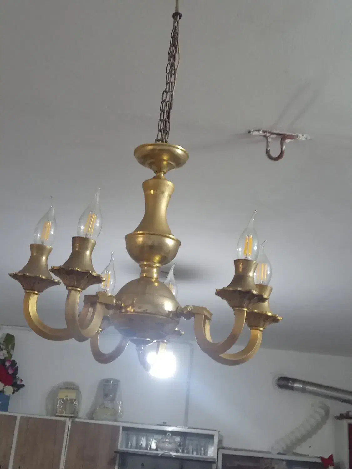 لوستر برنجی  آنتیک|لوستر و چراغ آویز|مشهد, قائم|دیوار