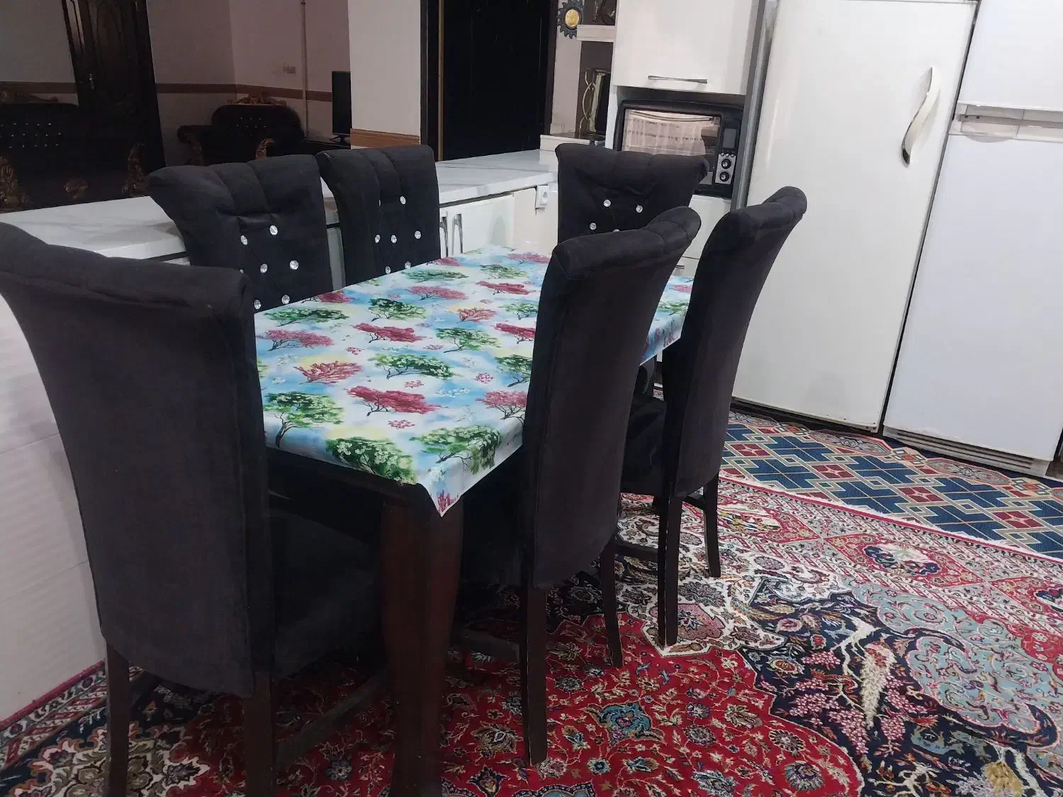 میز نهار خوری شش نفره کار کرده|میز و صندلی غذاخوری|کنگاور, |دیوار