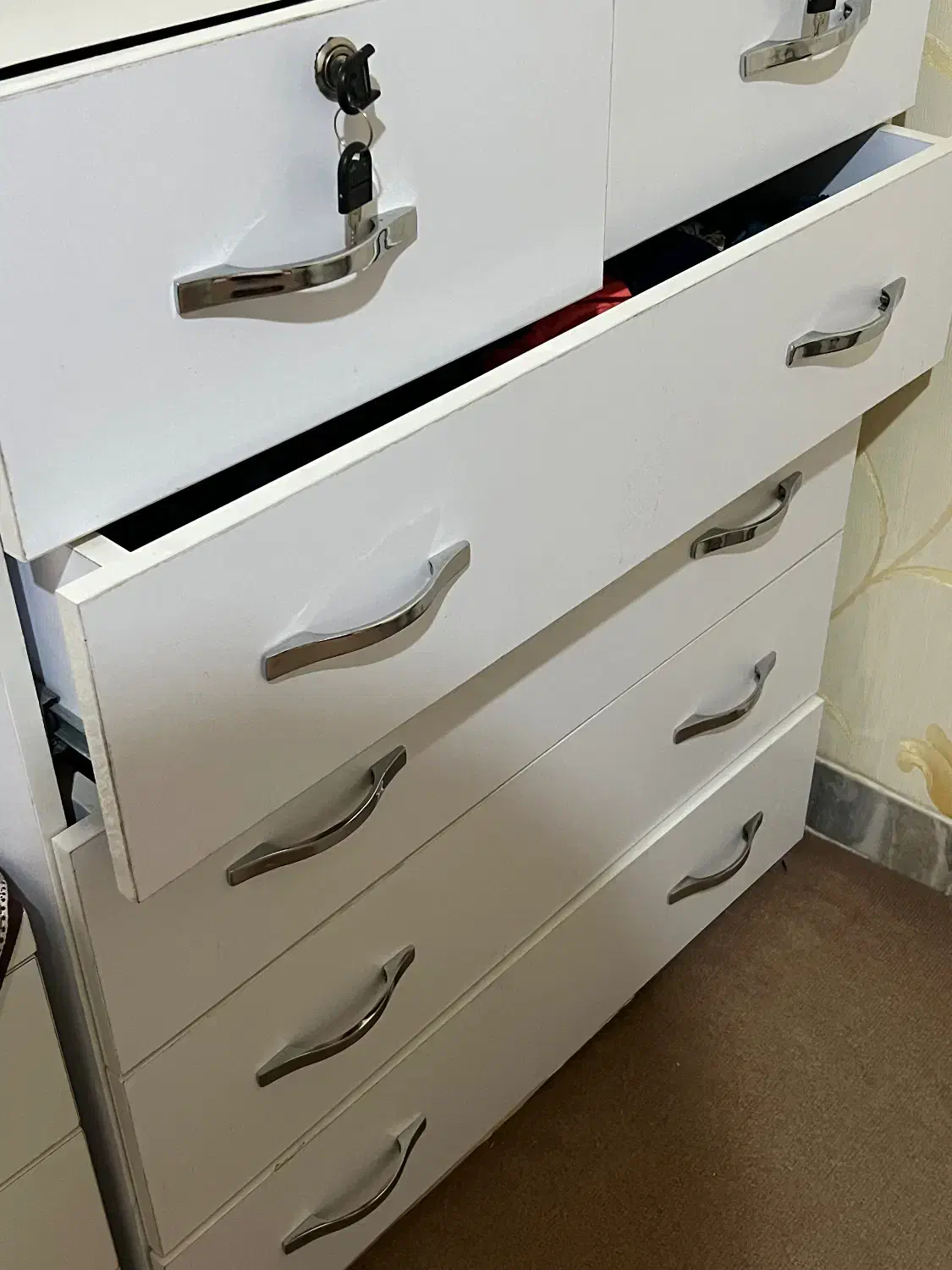 دراور چوبی سفید رنگ|جاکفشی، کمد، دراور|سمنان, |دیوار