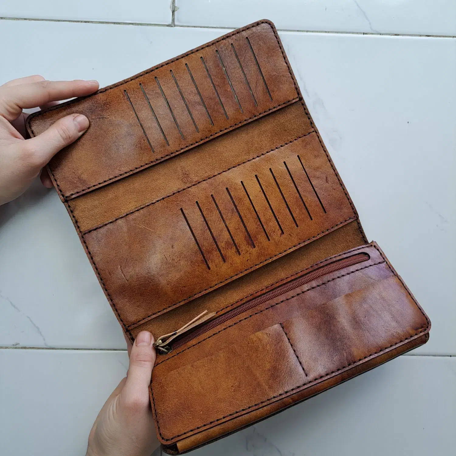 کیف پول چرم دست دوز|کیف، کفش، کمربند|ساوه, |دیوار