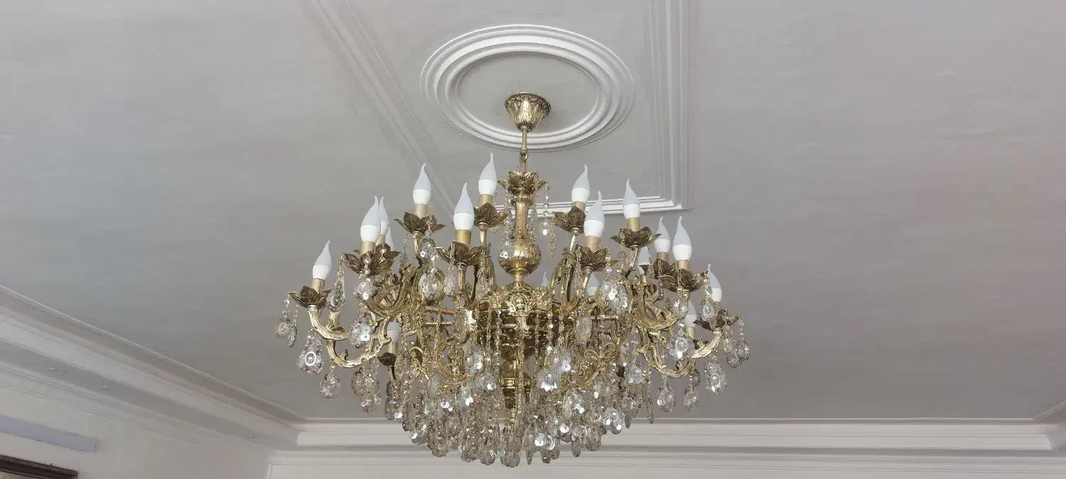 لوستر 24 شعله برنز|لوستر و چراغ آویز|بروجرد, |دیوار