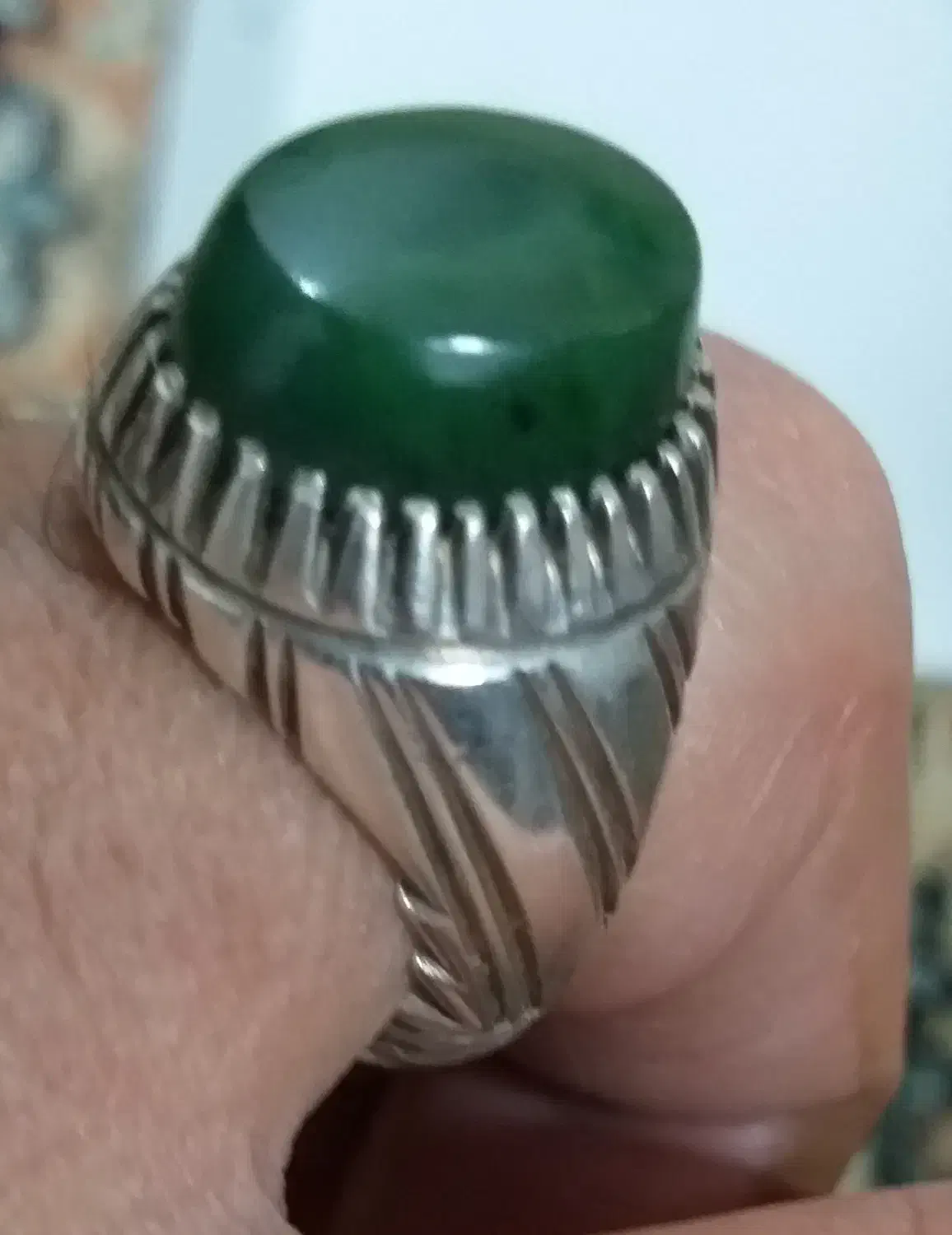 انگشتر نقره با نگین یشم|جواهرات|مینودشت, |دیوار