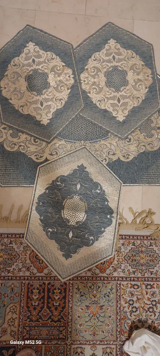 رومیزی ترمه کار اصفهان چهار تکه|پرده، رانر، رومیزی|تهران, دربند|دیوار