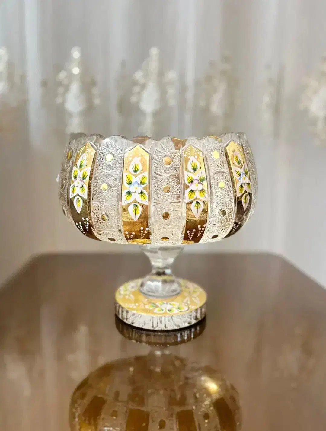 ظروف کریستال شکلات آجیل میوه خوری سبد طلاکوب چک|ظروف سرو و پذیرایی|تبریز, |دیوار