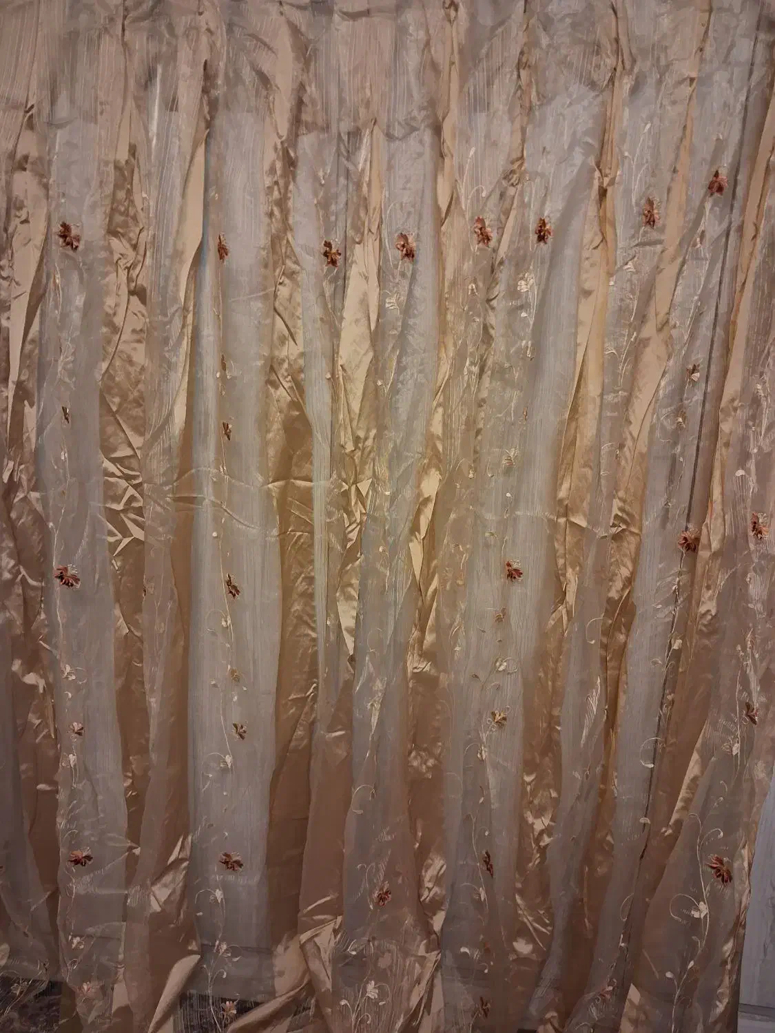 پرده حریر گلدار نو|پرده، رانر، رومیزی|پاکدشت, پاکدشت (مامازند)|دیوار