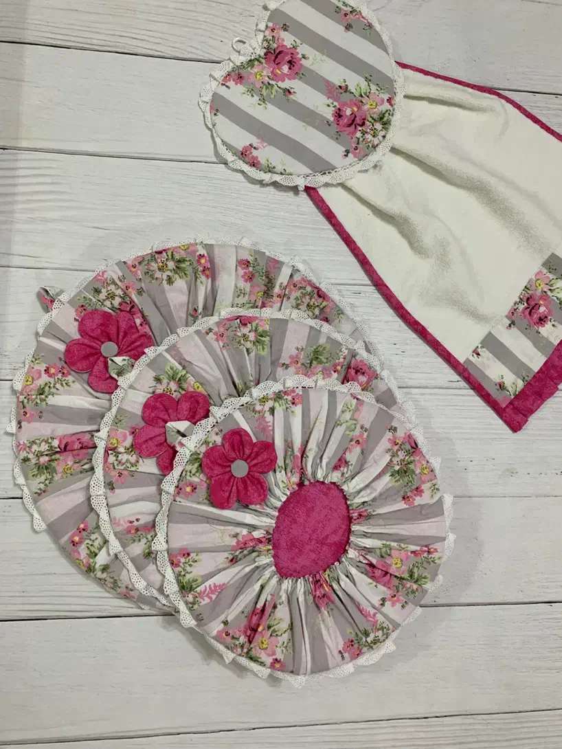 دوخت سرویس آشپزخانه خاص دمکنی پیشبند نمگیر|سفره، حوله، دستمال آشپزخانه|رشت, گلباغ نماز|دیوار