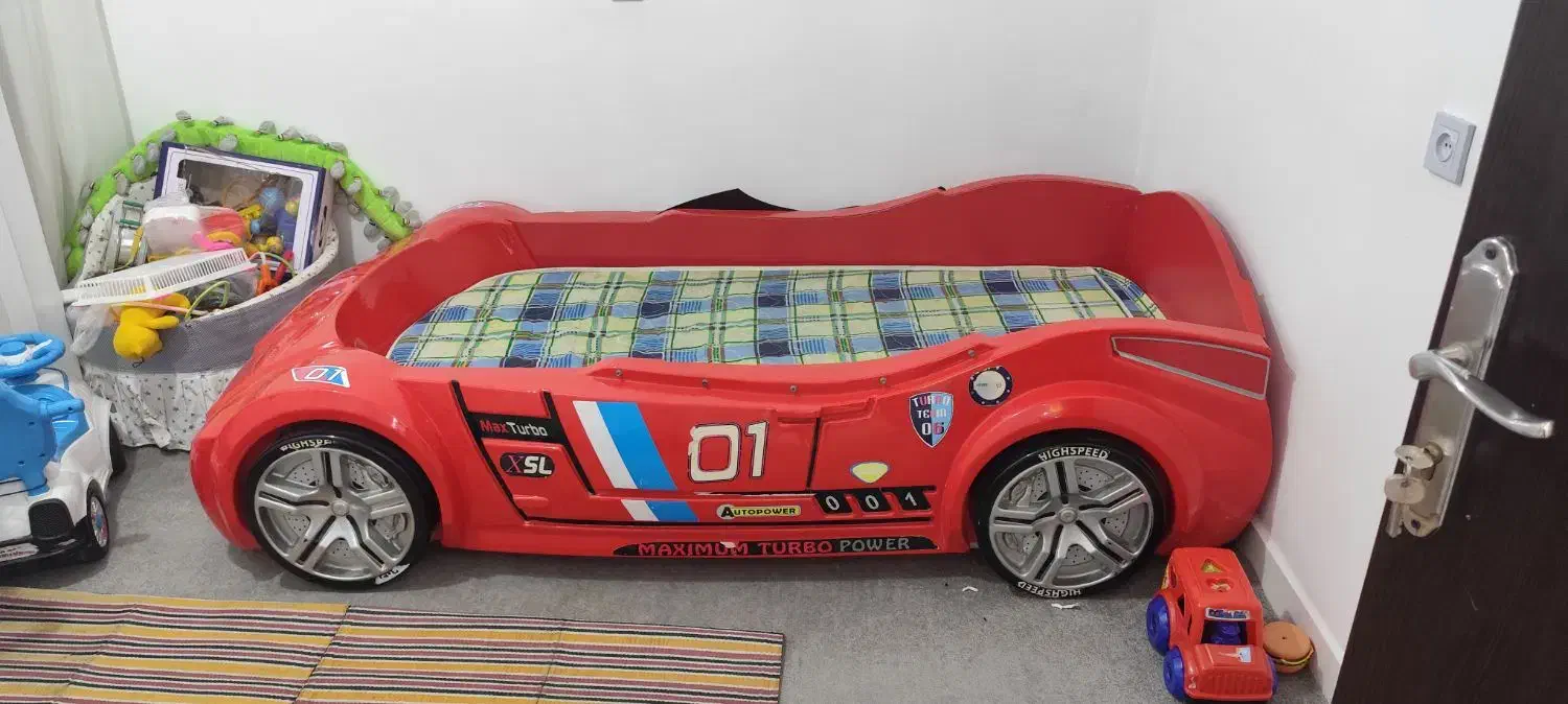 تخت خواب بچه کودک ماشین|تخت و سرویس خواب|دزفول, |دیوار