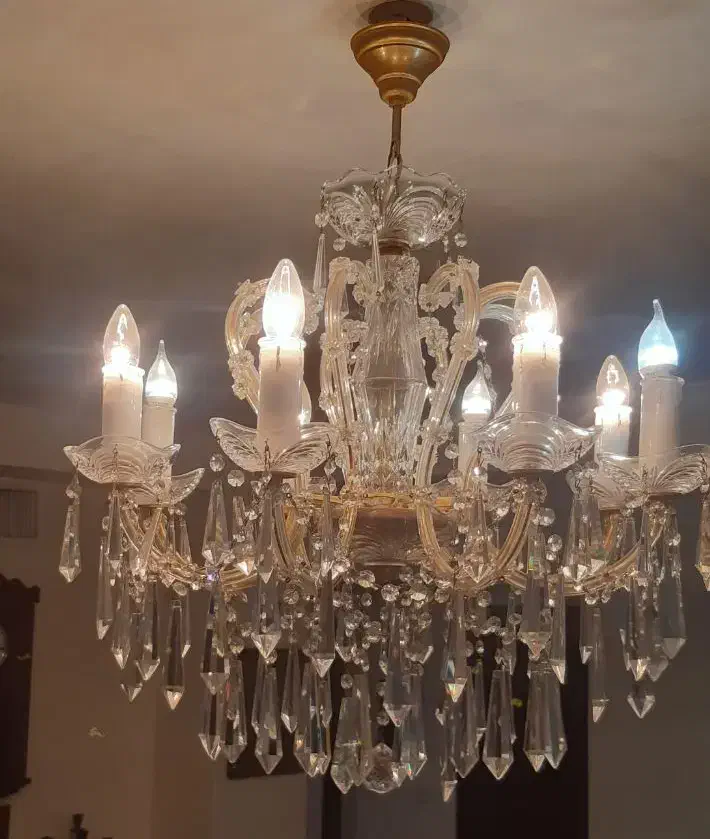 لوستر برنز و کریستال لاکچری اصل آنتیک قدیمی کلاسیک|لوستر و چراغ آویز|مشهد, جنت|دیوار