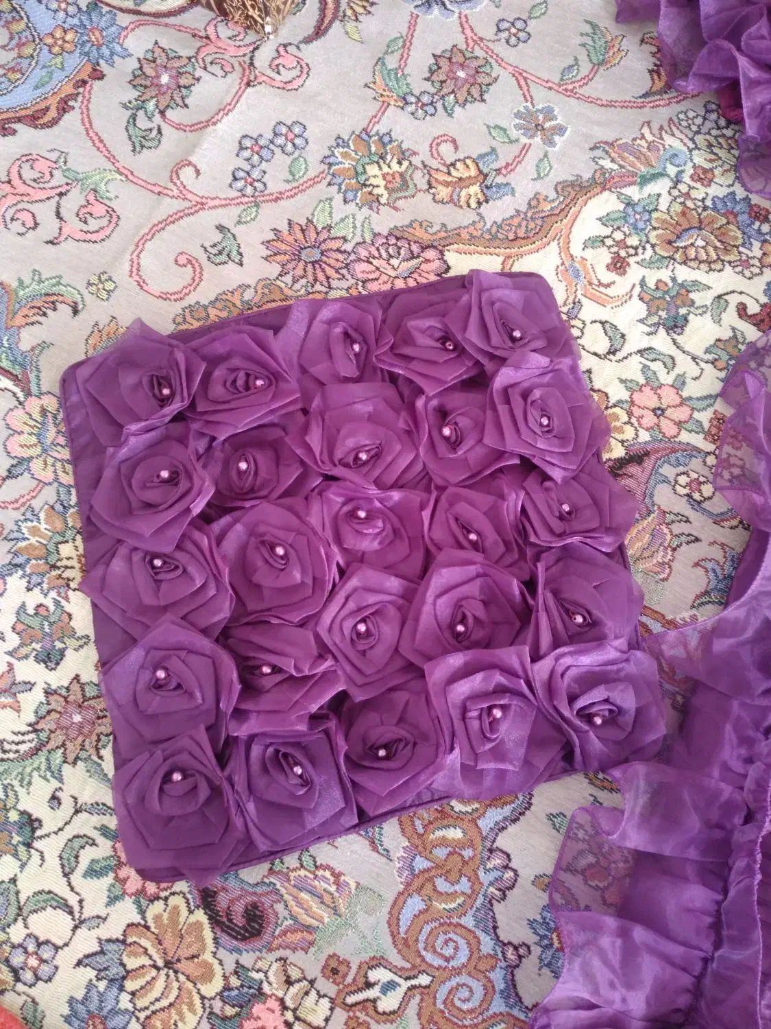 رو تختی نو بسیار کارشده رنگ بنفش تیره|رختخواب، بالش، پتو|قائمشهر, |دیوار