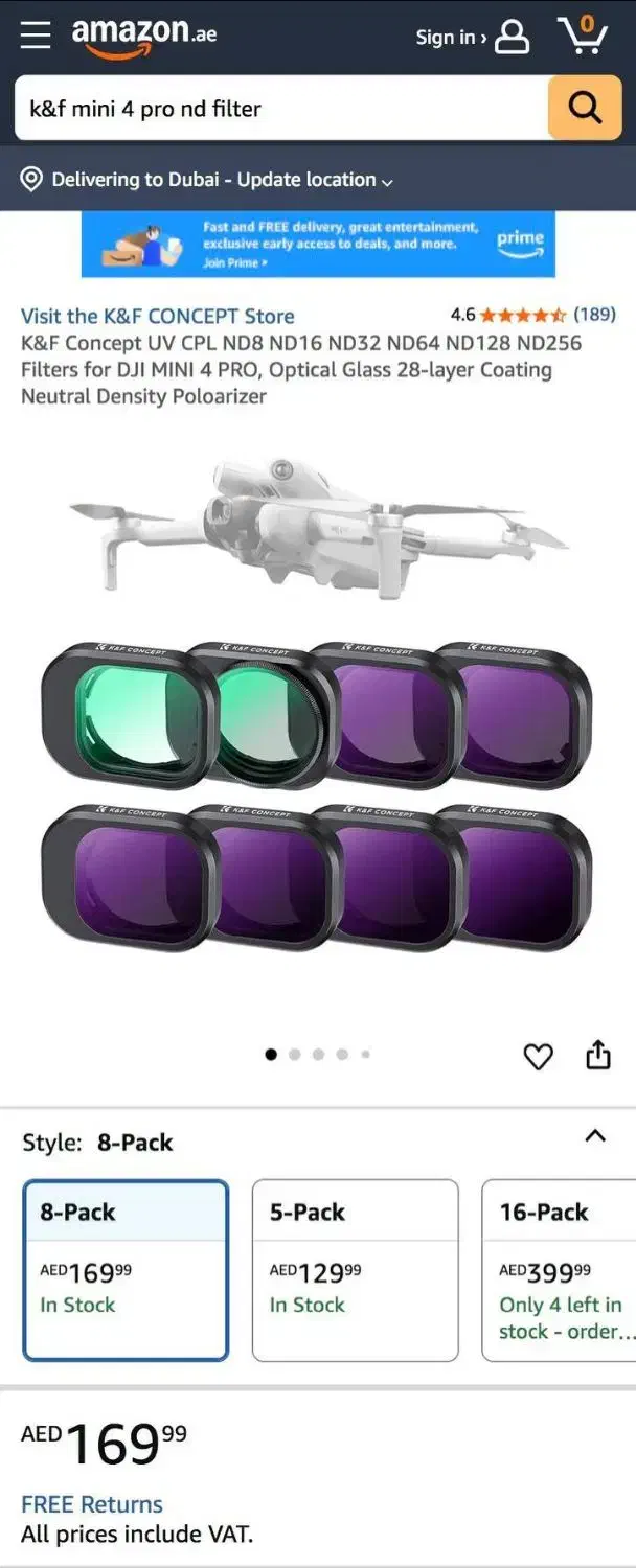 کیت ۸ تایی فیلتر ND برای DJI mini 4 pro|دوربین عکاسی و فیلم‌برداری|تهران, دبستان|دیوار