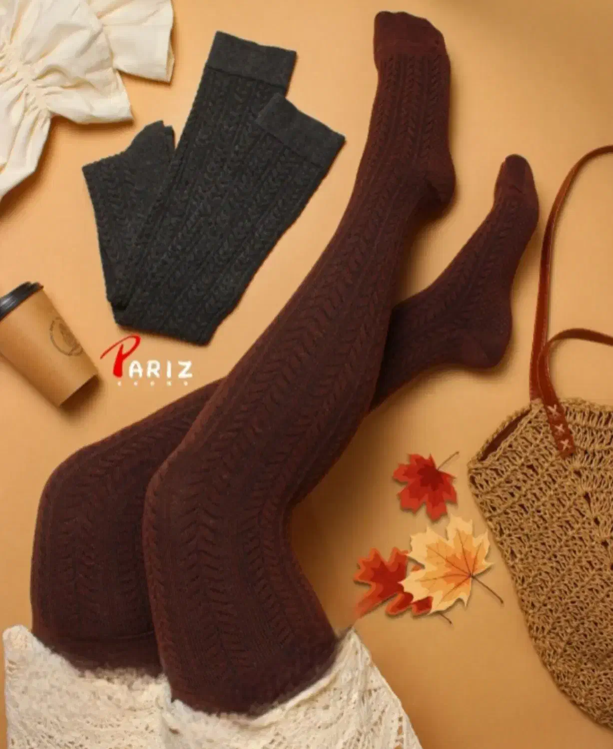 جوراب بالازانو گندمی ضخیم زمستانی زیر دامن|لباس|قم, شاه ابراهیم|دیوار