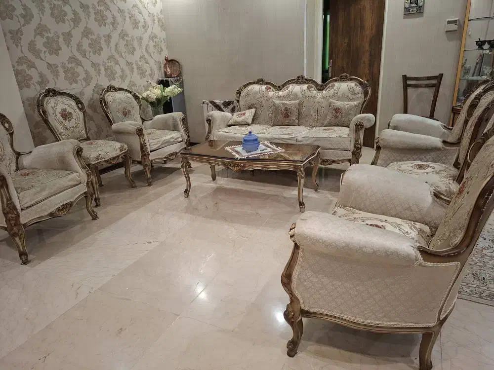 مبل استیل ۹ نفره با میز غذاخوری|مبلمان خانگی و میز عسلی|تهران, شهرک آزمایش|دیوار