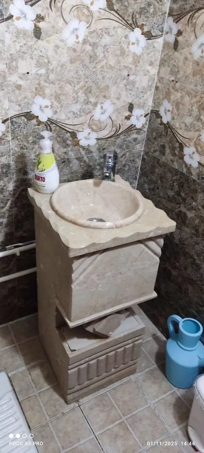 روشویی سرویس جنس سنگ با شیر اهرمی|لوازم سرویس بهداشتی|بهارستان, |دیوار