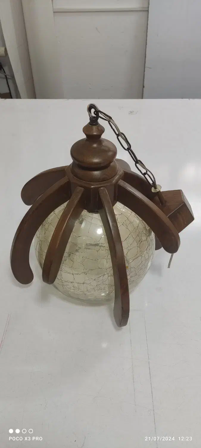 لوستر چوبی شیشه ای|لوستر و چراغ آویز|قرچک, زیبا شهر|دیوار
