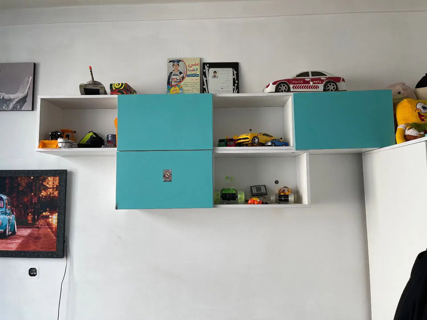 تخت همراه با تشک و کمد و شلف|تخت و سرویس خواب|قائمشهر, |دیوار