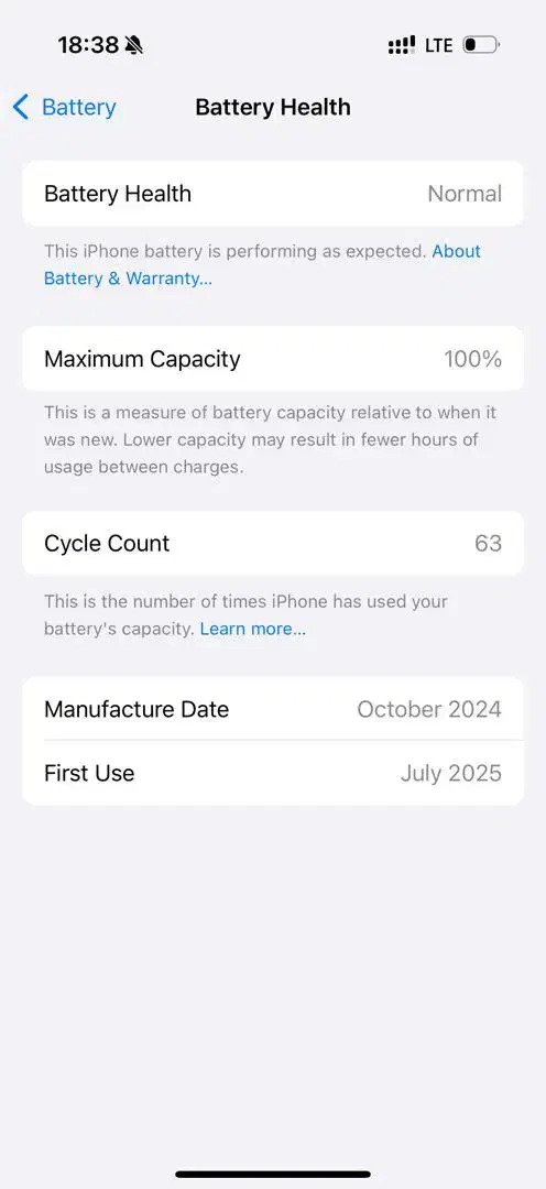آیفون   Pro16 /ZA/128 GB هلث ۱۰۰ سایکل ۶۳|موبایل|قم, عمار یاسر|دیوار