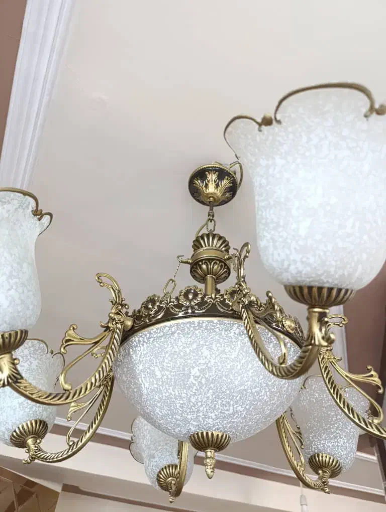 لوستر۶ شاخه برنجی|لوستر و چراغ آویز|تبریز, |دیوار