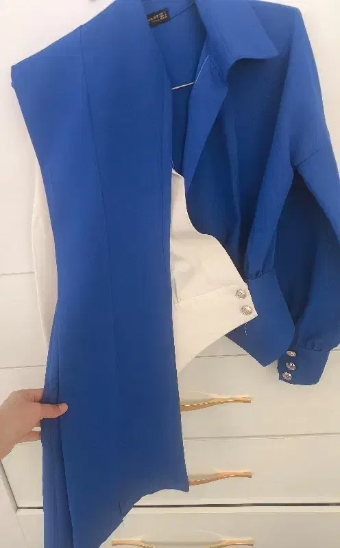 شومیز شلوار رنگ آبی کاربنی سفید با شلوار سایز ۳۸|لباس|پردیس, فاز ۸|دیوار