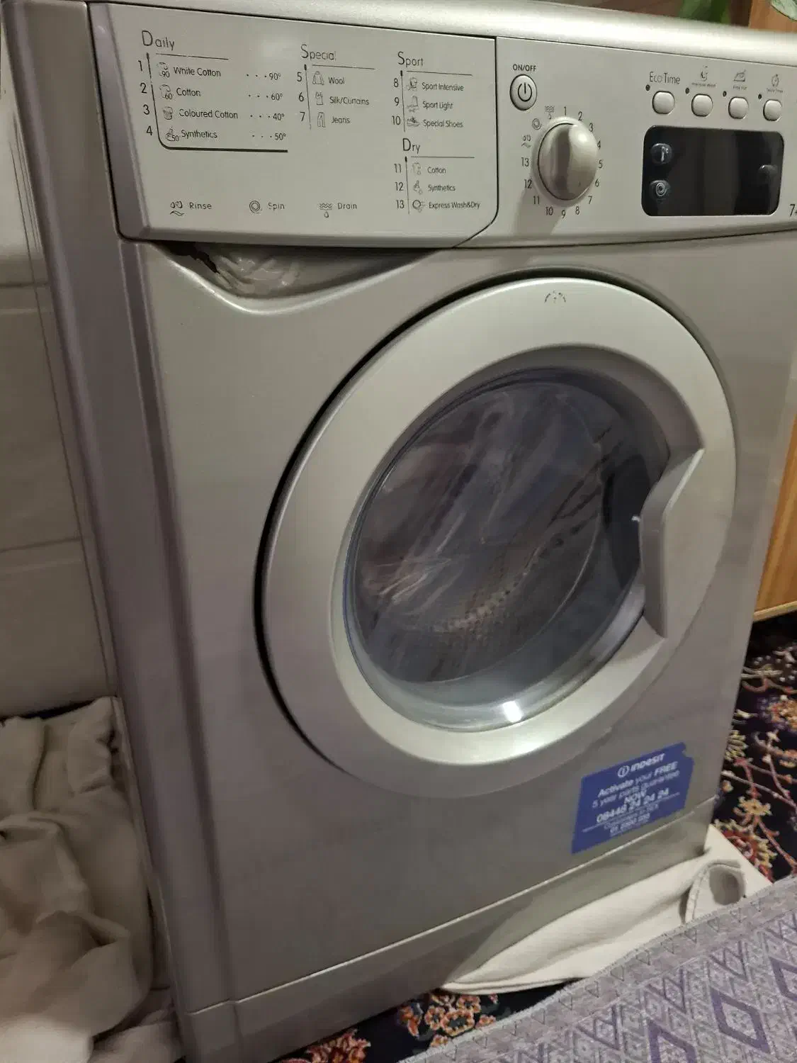 لباسشویی ایندوزیت ایتالیایی اصل ۷/۵کیلو|ماشین لباسشویی و خشک‌کن لباس|قرچک, مهدیه|دیوار