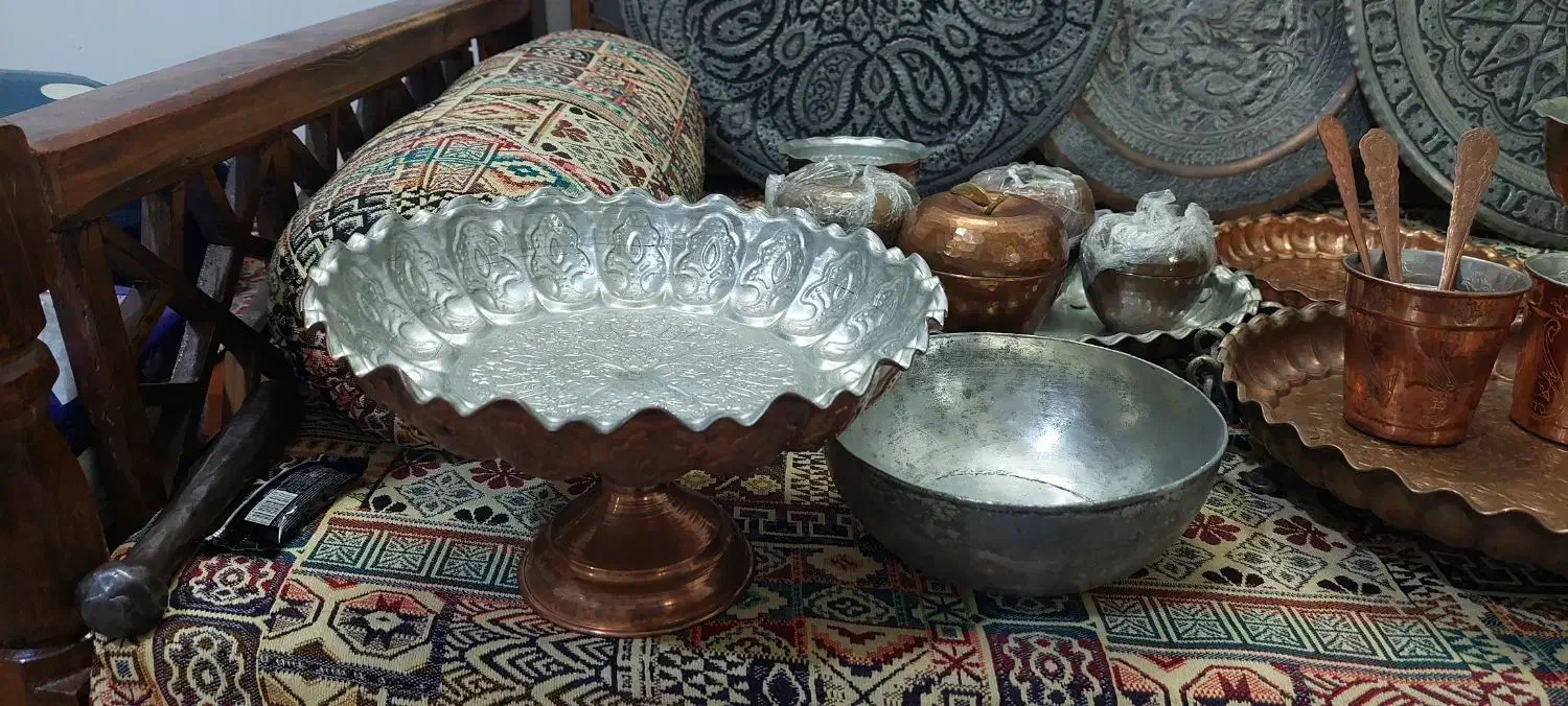 ظروف دکوری و پذیرایی مسی|کلکسیون اشیاء عتیقه|ری, منصوریه منگل|دیوار