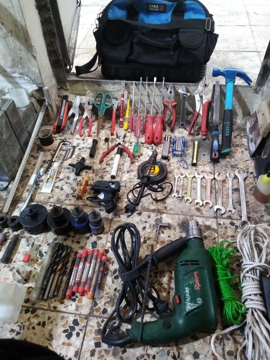 دریل بوش ومتعلقات به همراه کیف اچار تکمیل|ابزارآلات|تهران, نبی اکرم|دیوار