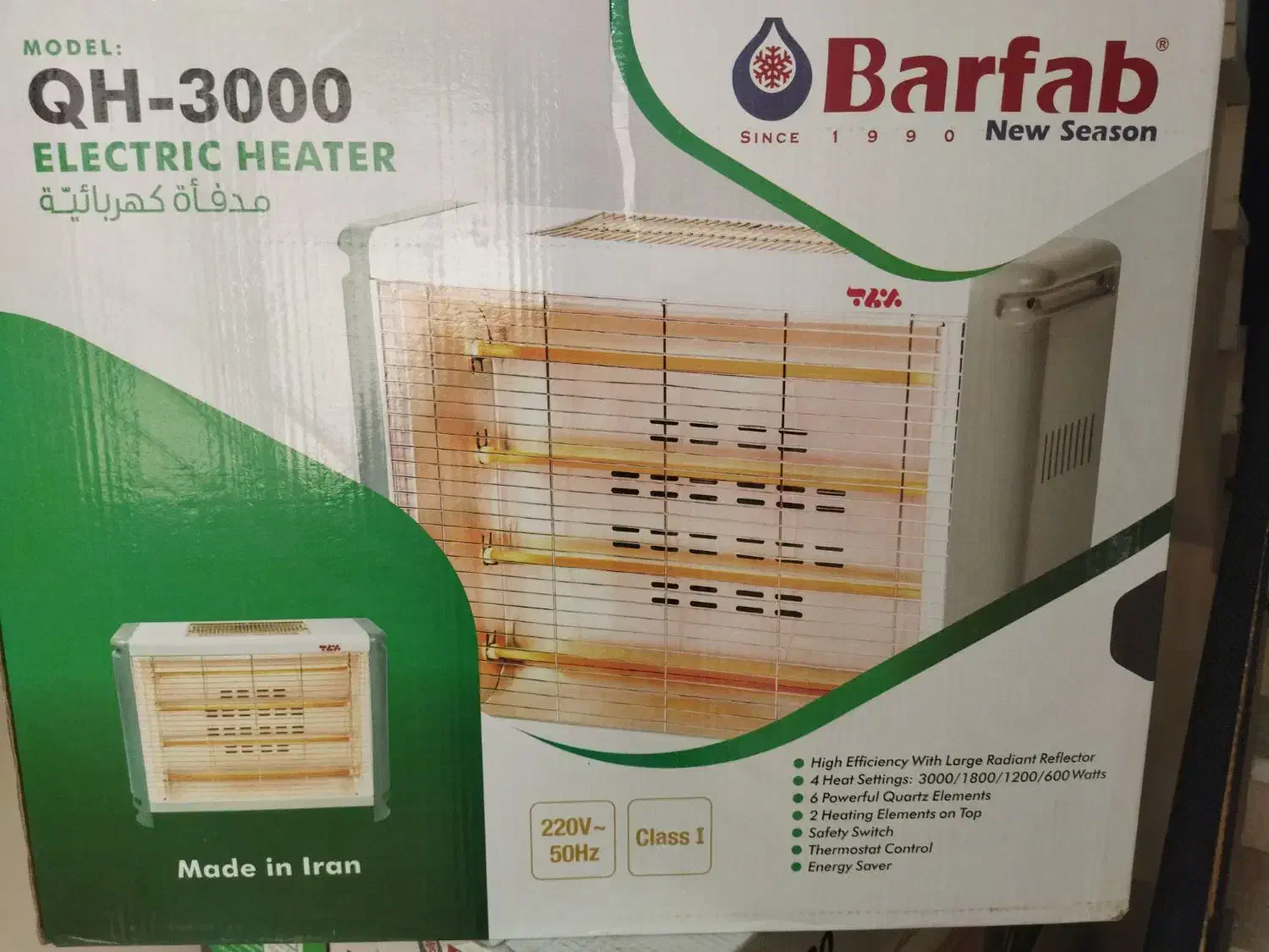 بخاری برقی فن دار 3000 برفاب 6 المنت پلمپ گارانتی|بخاری، هیتر، شومینه|شیراز, شهرک گلستان|دیوار