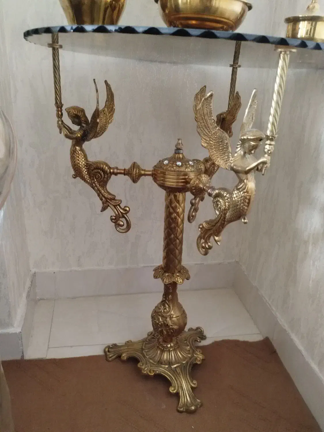 میزبرنزو سماور با وسایلش برنز|میز تلفن|همدان, |دیوار