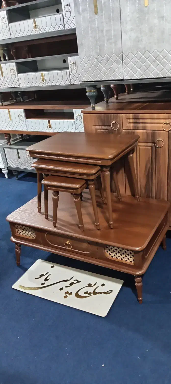 جلومبلی حصیری با عسلی ۴تیکه رنگ فندقی قهوهای|مبلمان خانگی و میز عسلی|قم, قلعه کامکار|دیوار