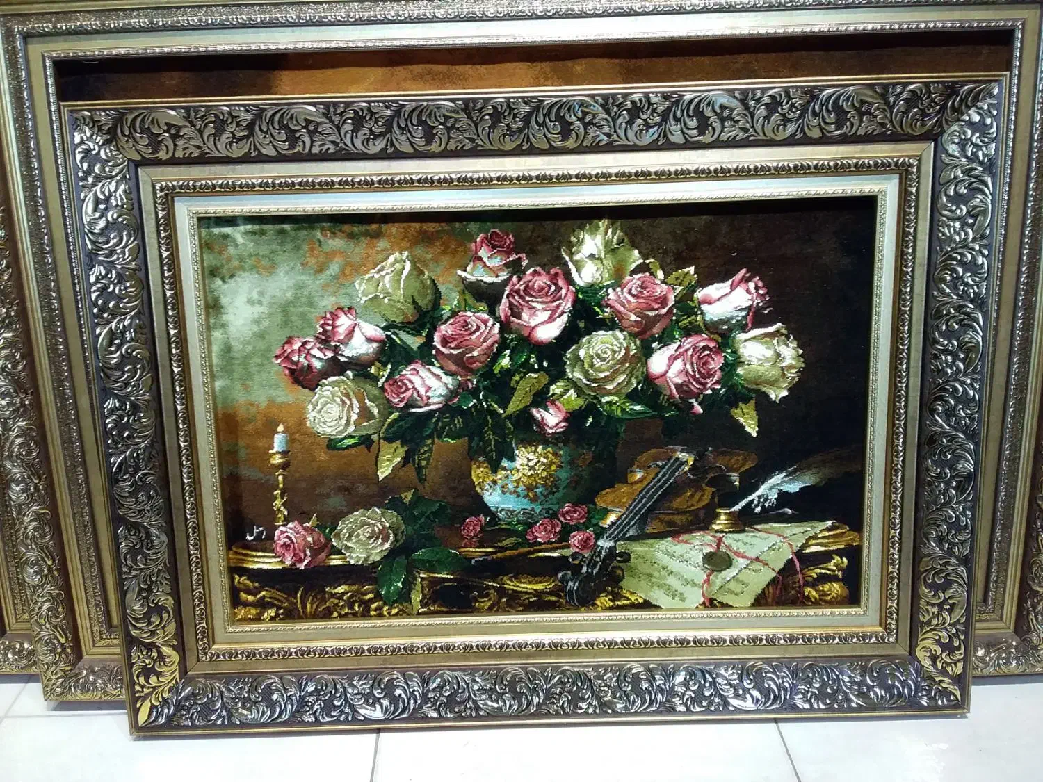 تابلو فرش گل و گیتار|تابلو فرش|تهران, علم و صنعت|دیوار
