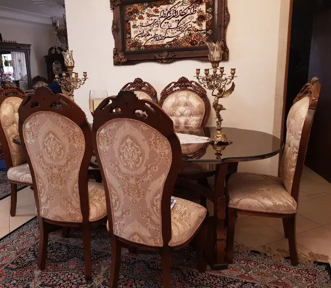 ناهار خوری چوب گردو ۶ نفره  مناسب جهیزیه|میز و صندلی غذاخوری|تهران, شهرک فرهنگیان|دیوار