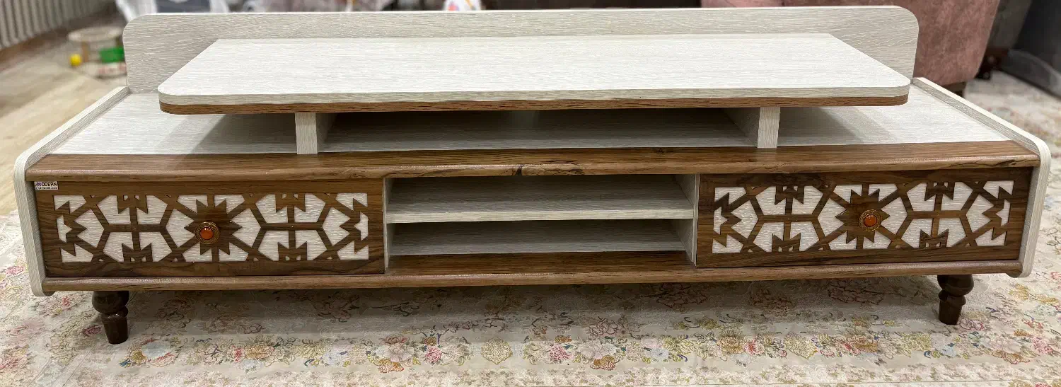 میز تلویزیون مدرن و تمیز ، طراحی خاص چوبی|میز تلویزیون|اندیشه, اندیشه فاز ۴|دیوار