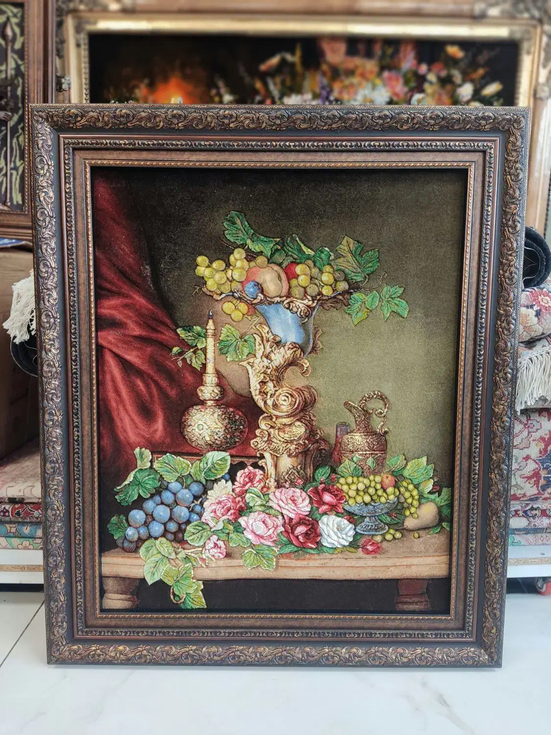 تابلو فرش دستبافت  جام میوه خوری چله ابریشم|تابلو فرش|تهران, پونک|دیوار