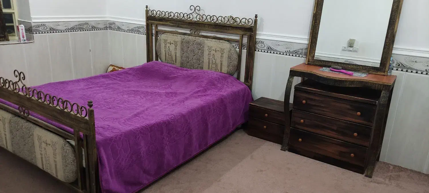 سرویس خواب فلزی دو نفره|تخت و سرویس خواب|آبپخش, |دیوار