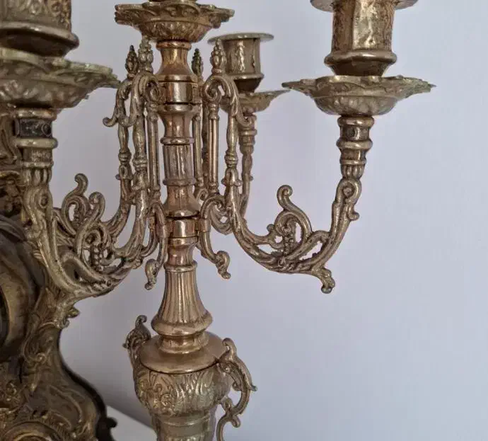 ساعت شمعدون برنزی آلمان|کلکسیون اشیاء عتیقه|شریف‌آباد, |دیوار