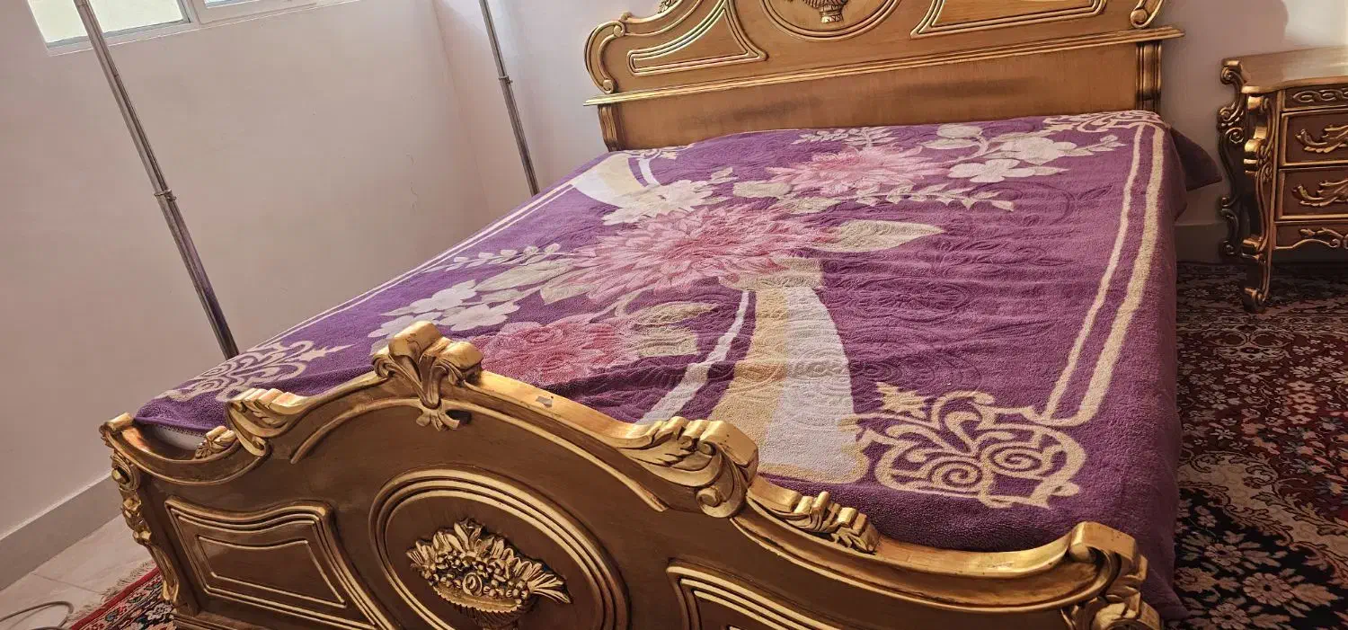 سرویس تخت چوب راش +تشک|تخت و سرویس خواب|کاشمر, |دیوار