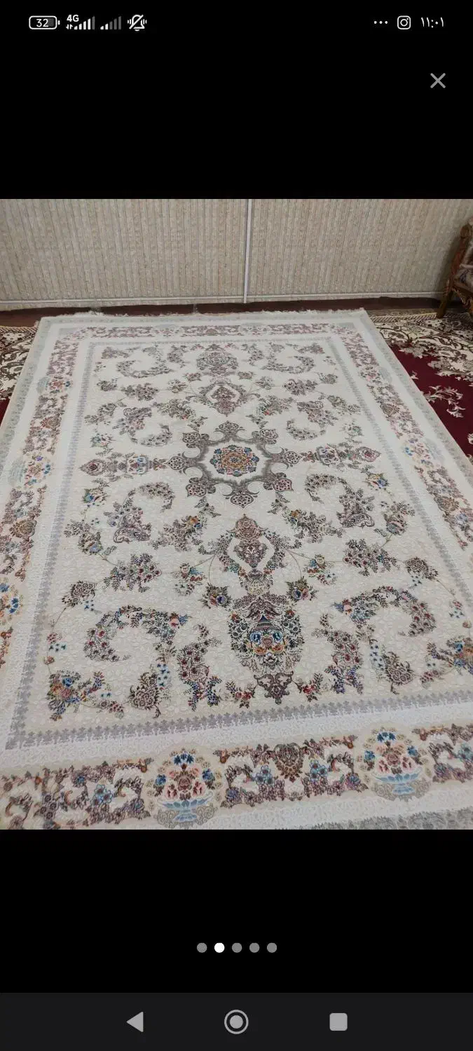 فرش گل برجسته نخ ابریشمی1200شانه3600تراکم9متری|فرش|مشگین شهر, |دیوار