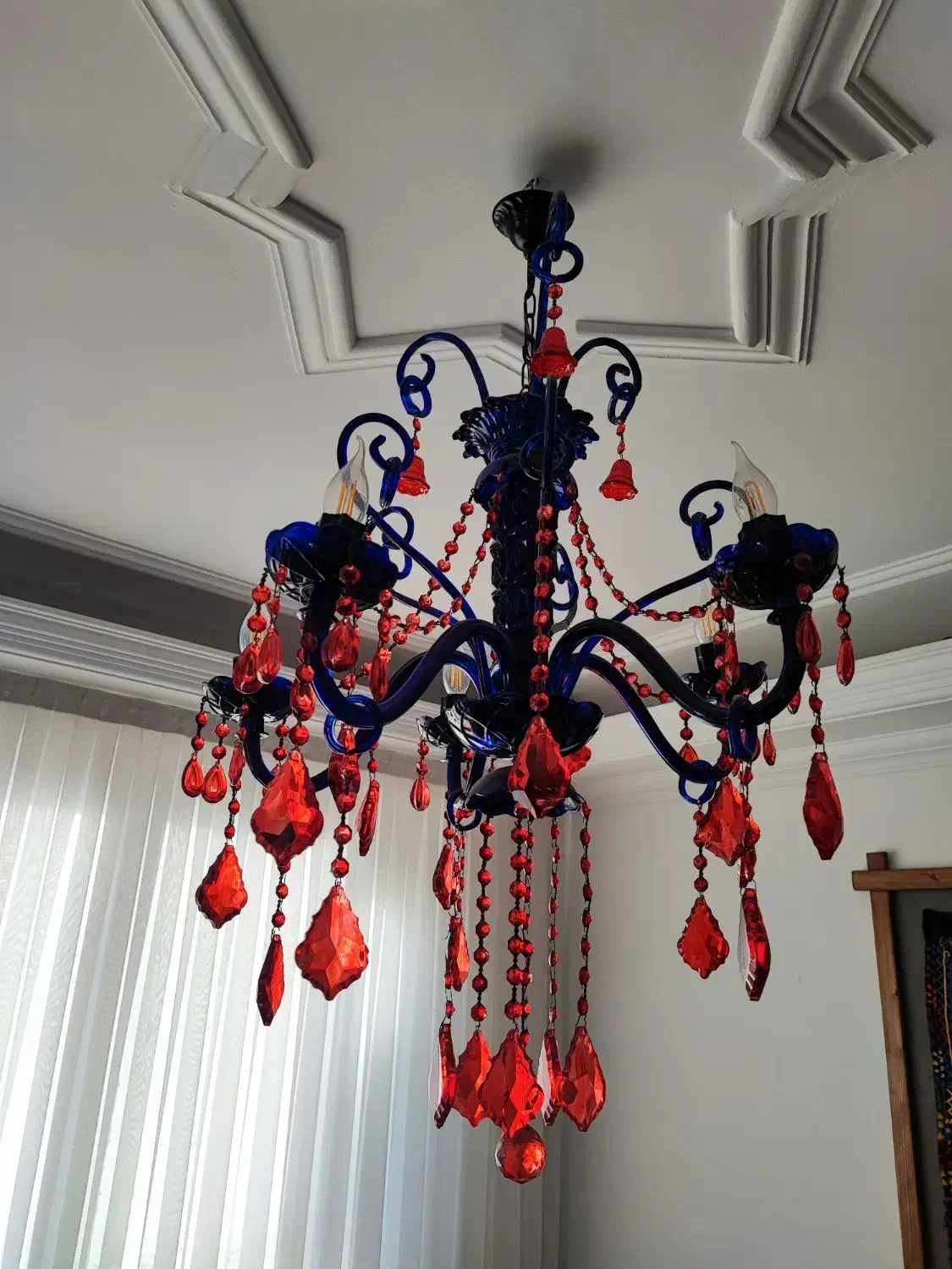 لوستر کریستال رنگی|لوستر و چراغ آویز|مشهد, کلاهدوز|دیوار