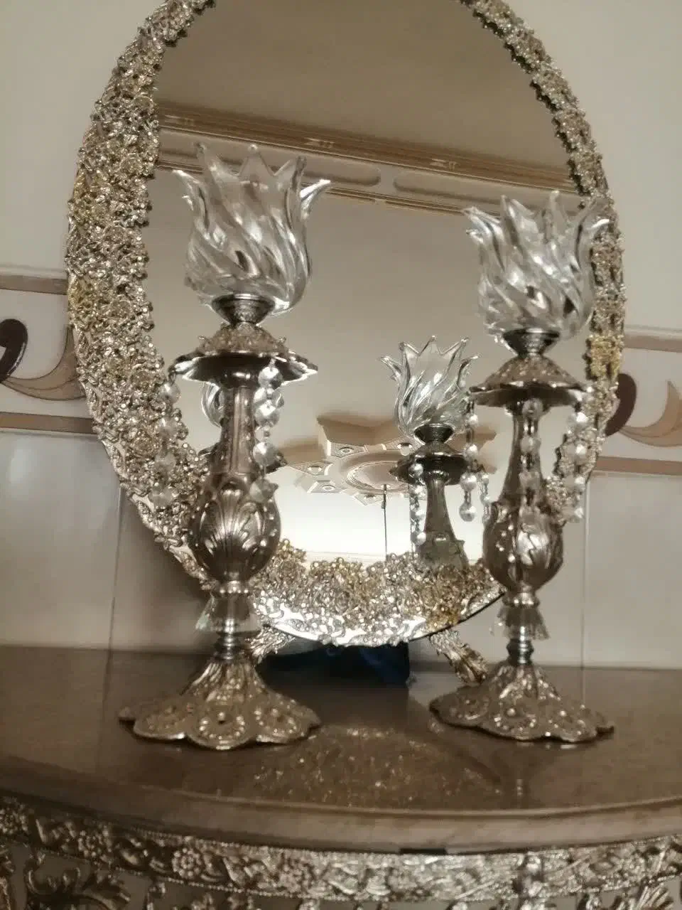 آینه و شمعدان|بوفه، ویترین، کنسول|یزد, |دیوار