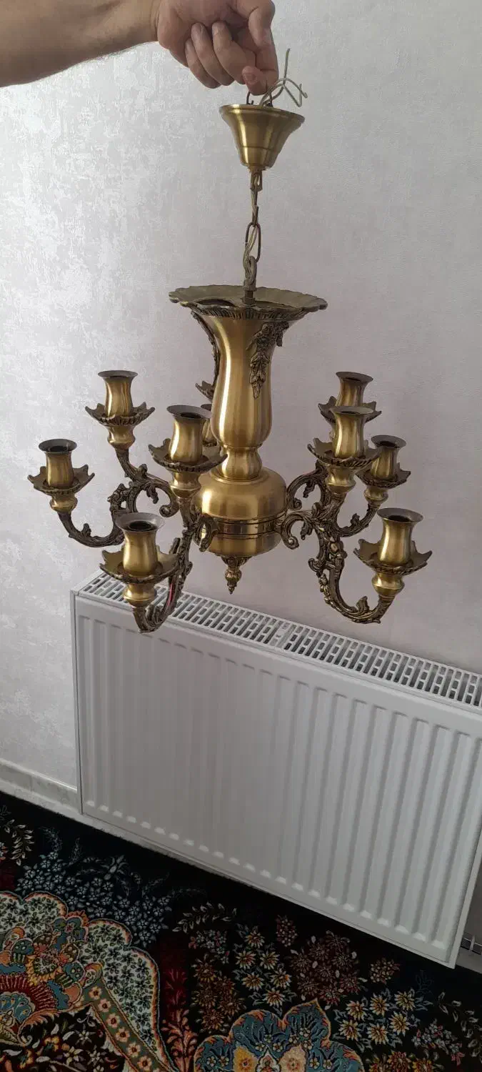 یک جفت لوستر ۱۰ شاخه برنز فرشته کاملا نو|لوستر و چراغ آویز|فردیس, شهرک ارم|دیوار