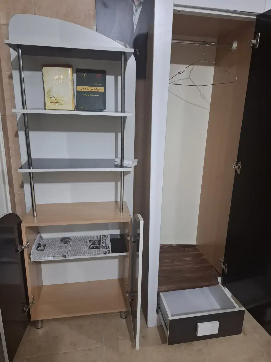 کمد لباس و کتابخانه|کتابخانه، شلف، قفسه‌های دیواری|کرمانشاه, |دیوار