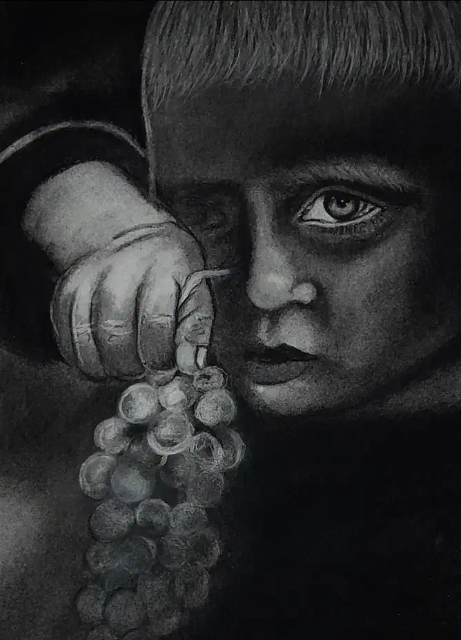 طراحی سیاه قلم ..چهره|تابلو، نقاشی، عکس|اسدآباد, |دیوار