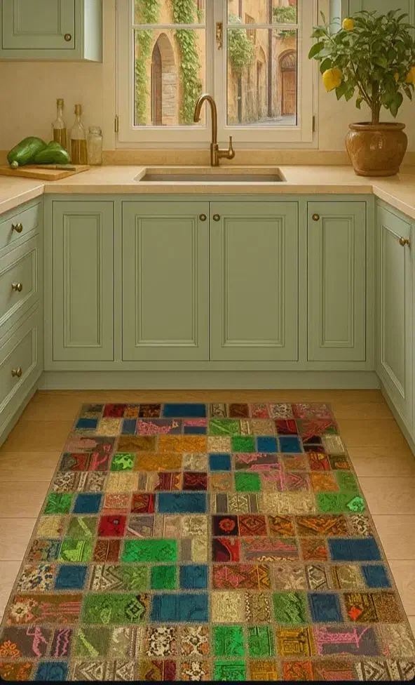 فرش دستباف تکه دوزی مدرن چرم دوزی متری ۲ تومن|فرش|مشکیندشت, |دیوار